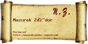 Mazurek Zádor névjegykártya